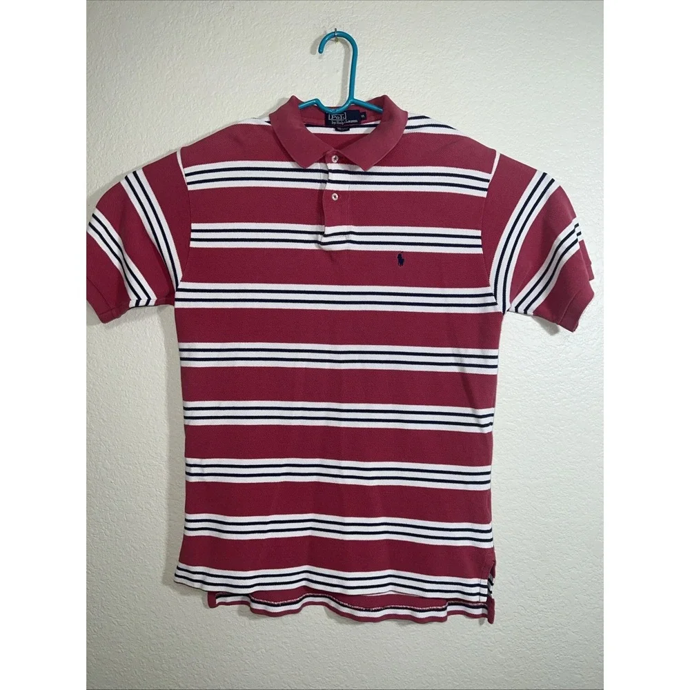 Polo by Ralph Lauren Mens XL Red White Blue Stripe Polo 100% Cotton Bolivia‎